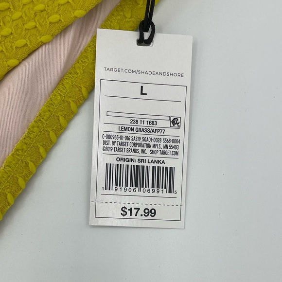BNWT Shade & Shore Target swim bikini bottoms large chartreuse yellow green - Picture 3 of 3